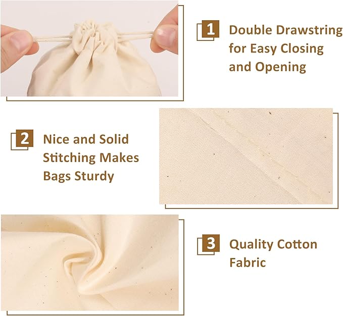 3x4 Inch Cotton Drawstring Pouch Bag