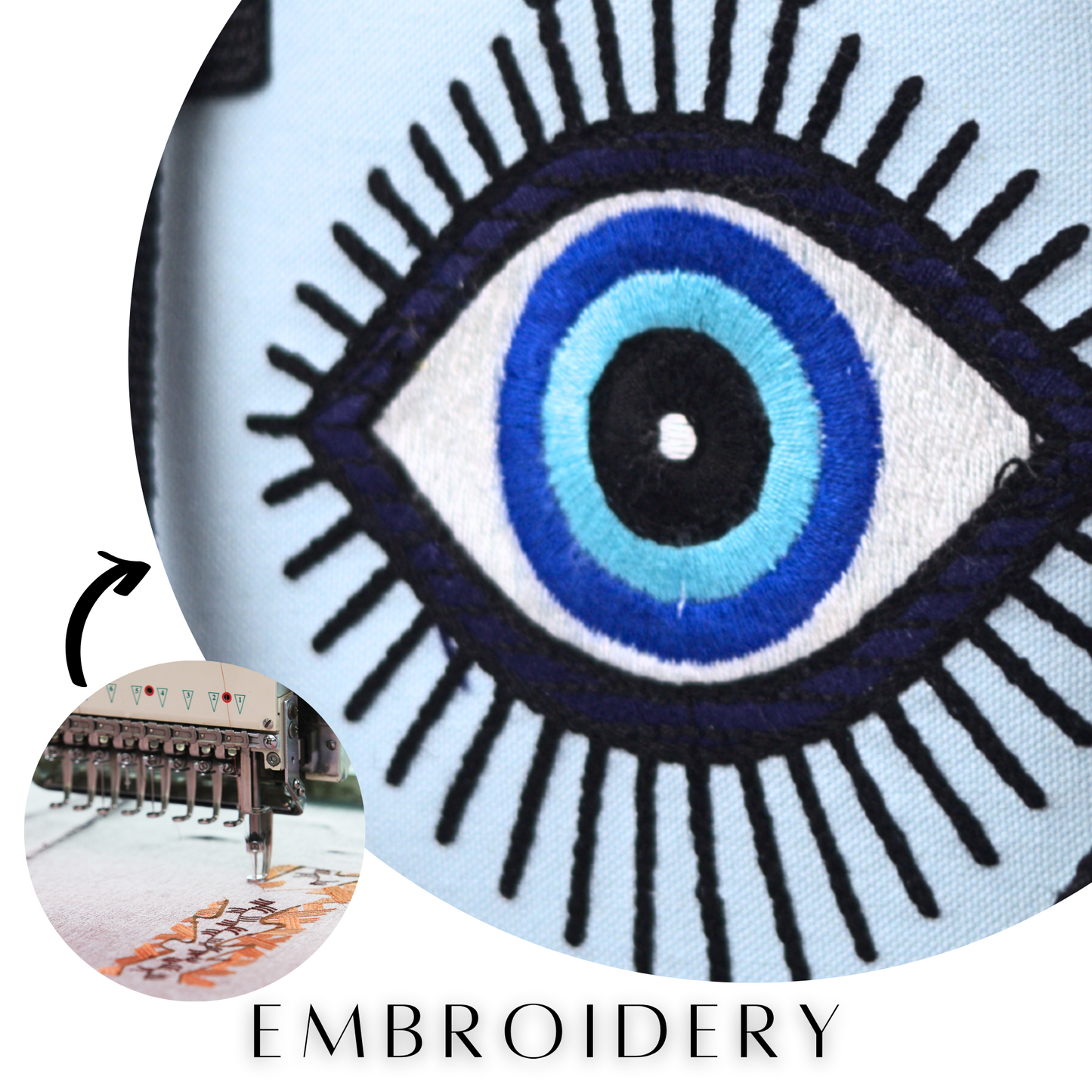Embroidery Evil Eye Box Tote Bag