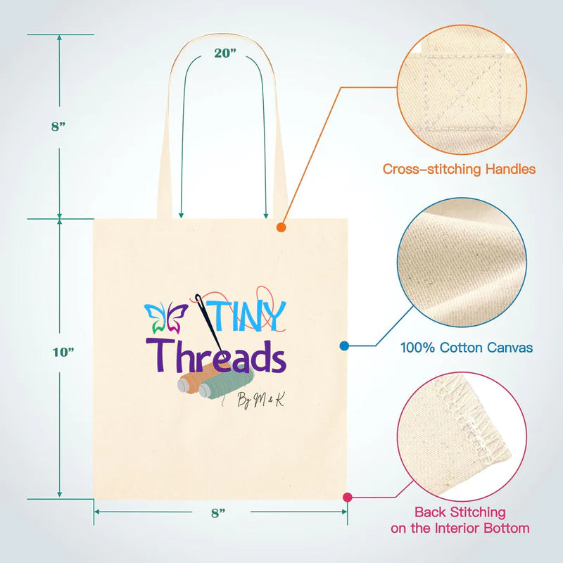 8x10 Inch Cotton Canvas Tote Bag