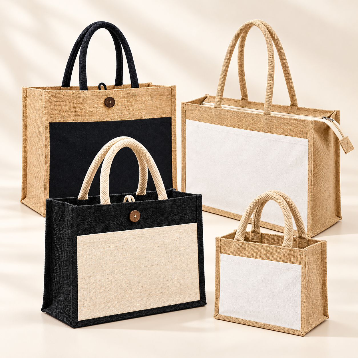 Jute Front Pocket Hamper & Zipper Bag Sample Kit