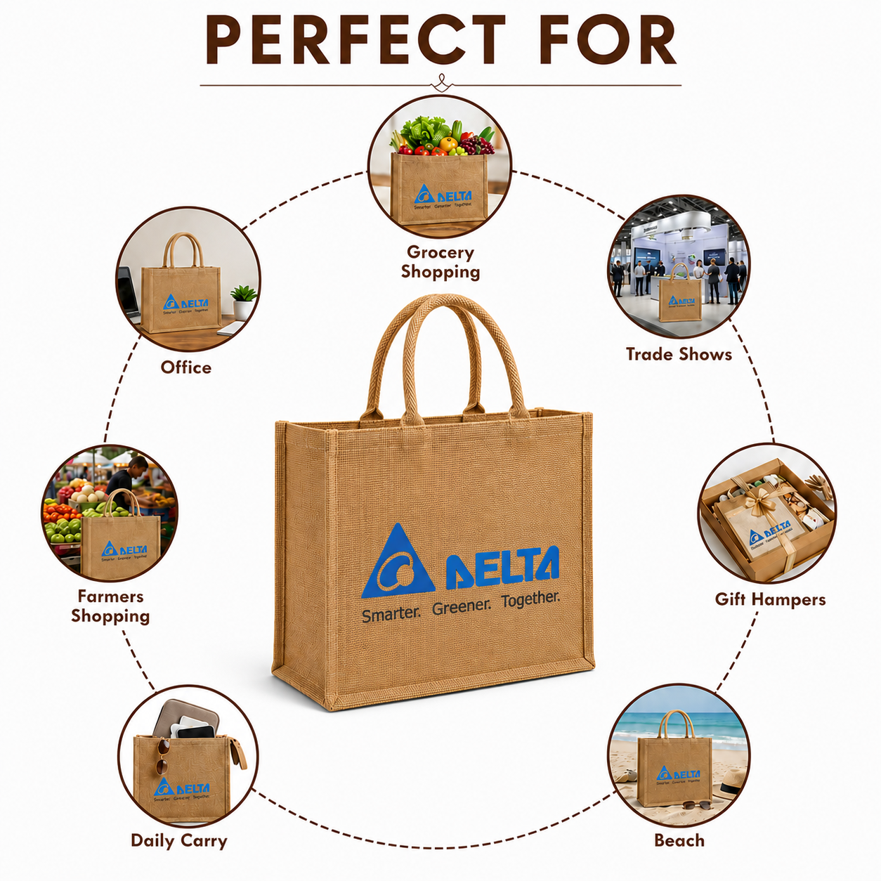 Custom 15×13×6 Natural Jute Tote Bag | 350 GSM