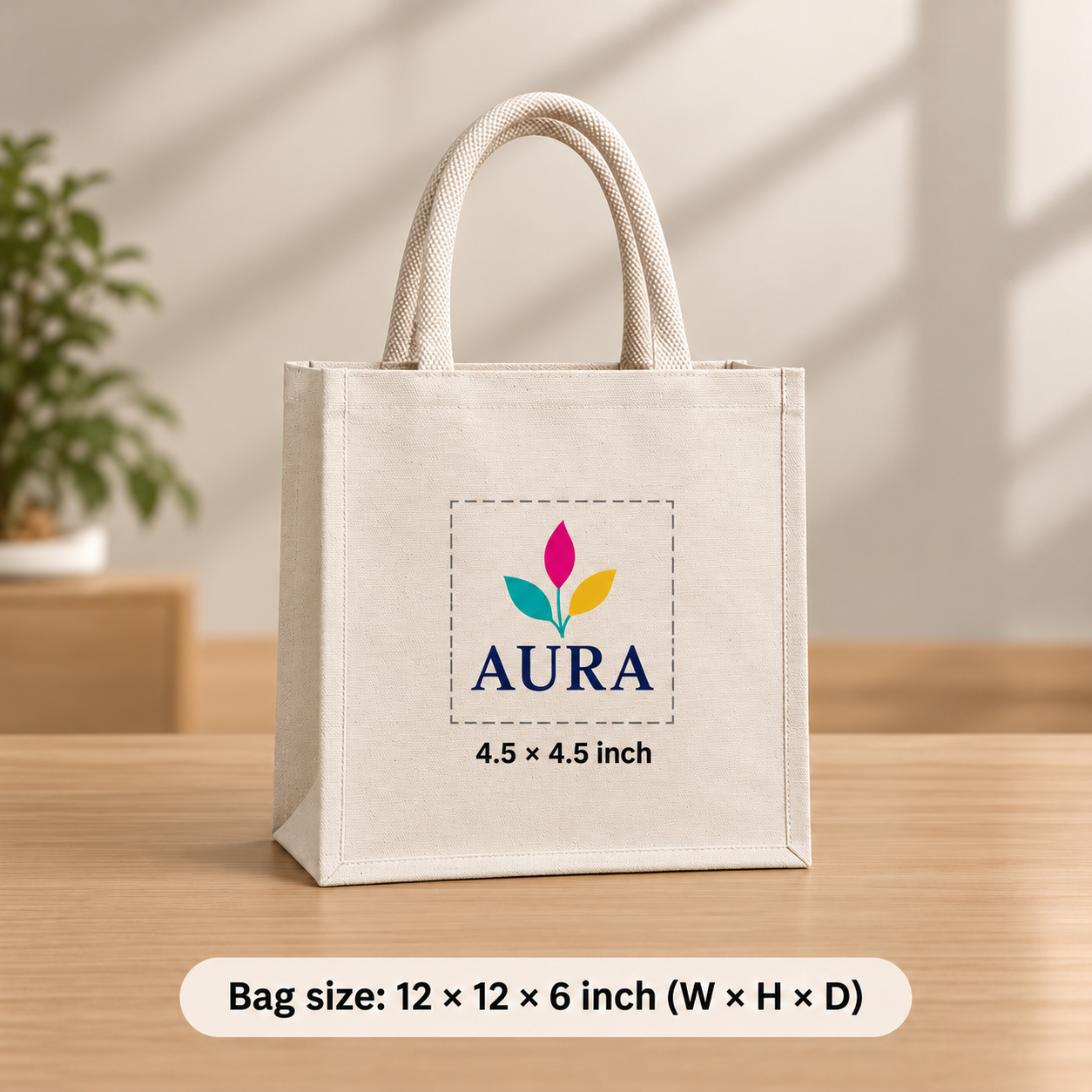 12x12x6 Ivory Laminated Canvas Gift Bag | 310 GSM