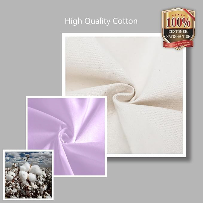Purple and Beige Large Canvas Tote Bag | 19" x 15" x 6"