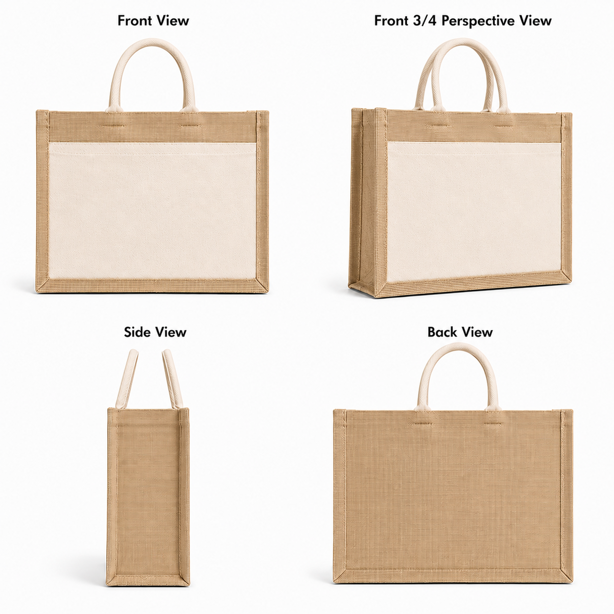 15x13x6 Jute Tote Bags with Canvas Front Pocket |350 GSM