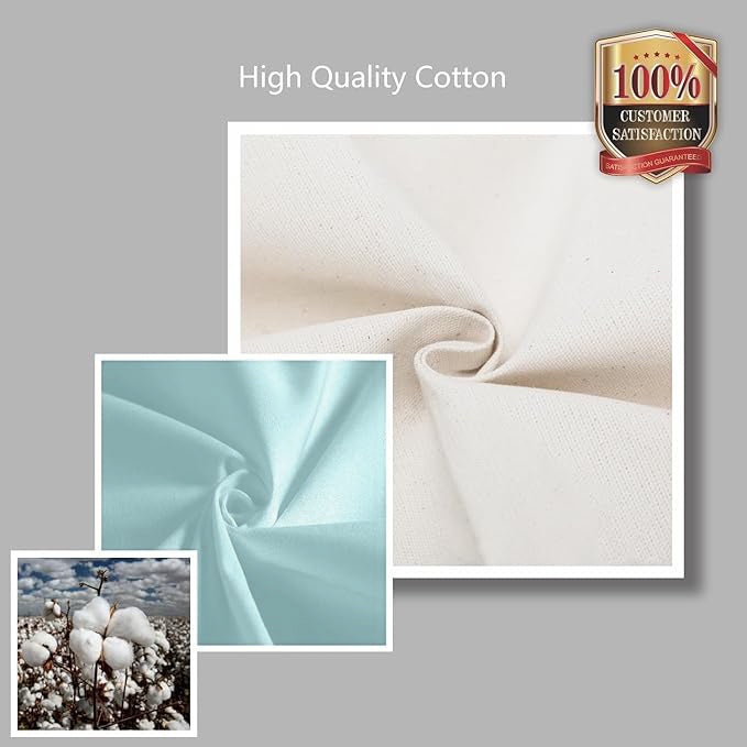 Sky Blue and Beige Large Canvas Tote Bag | 19" x 15" x 6"