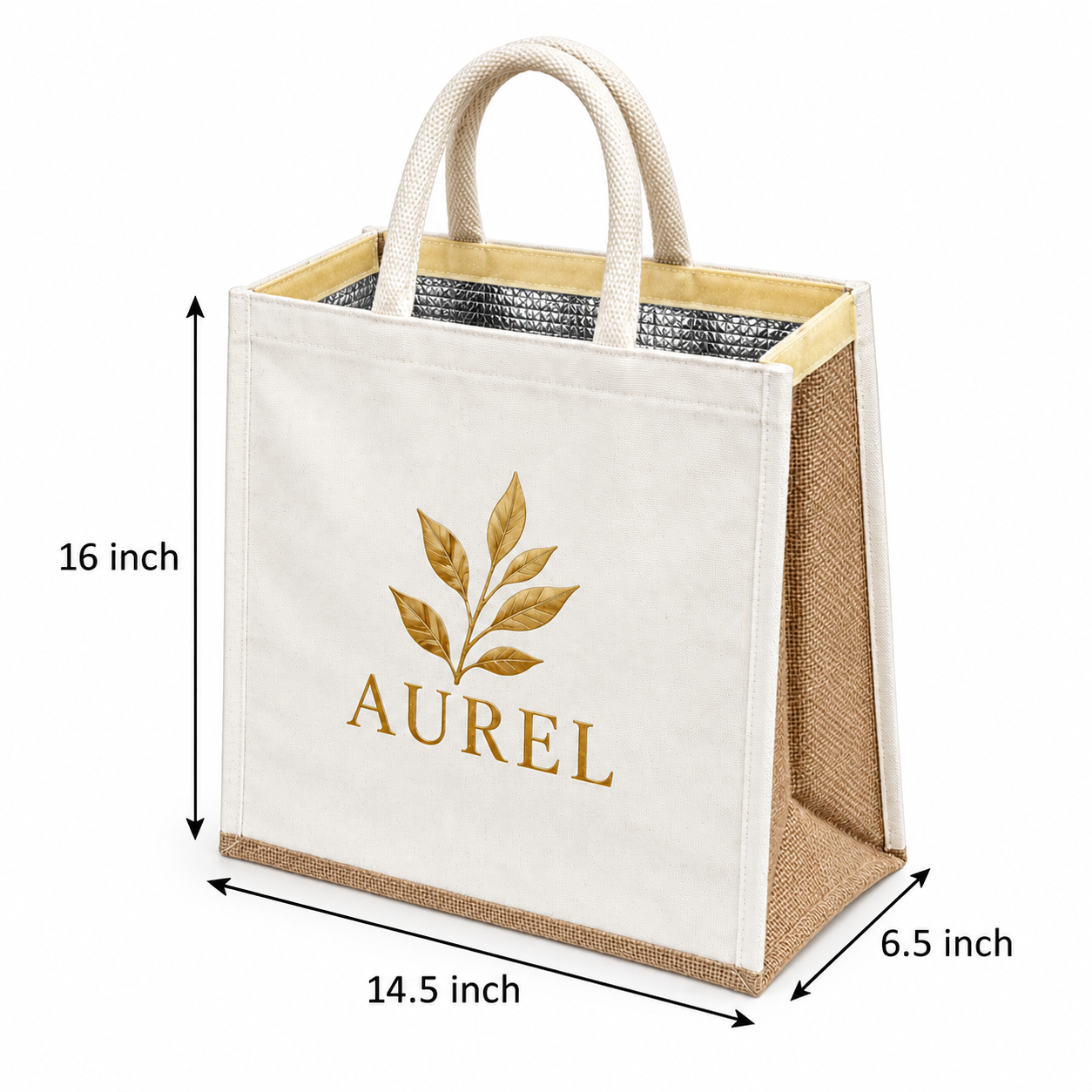 14.5x16x6.5 Natural Large Insulated Canvas Cooler Bag | 310 GSM
