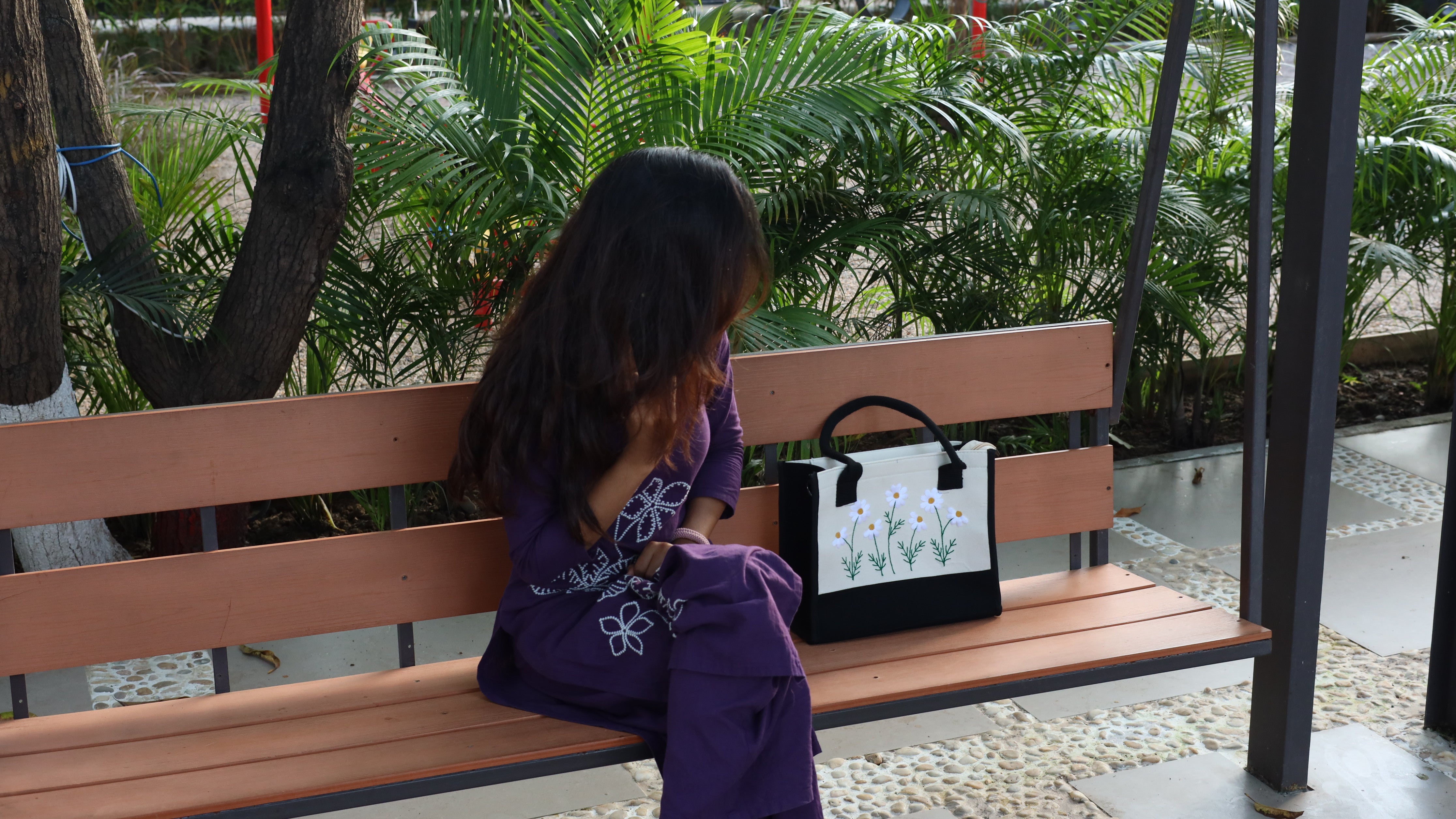 Off-White Floral Tote Bag