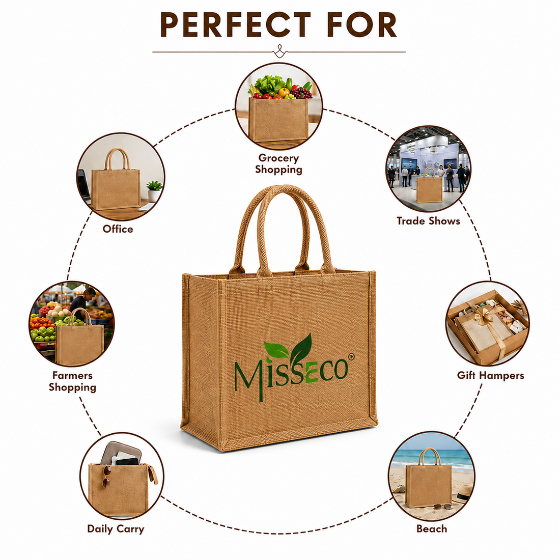 Custom 9×11×4 Natural Jute Tote Bag | 350 GSM
