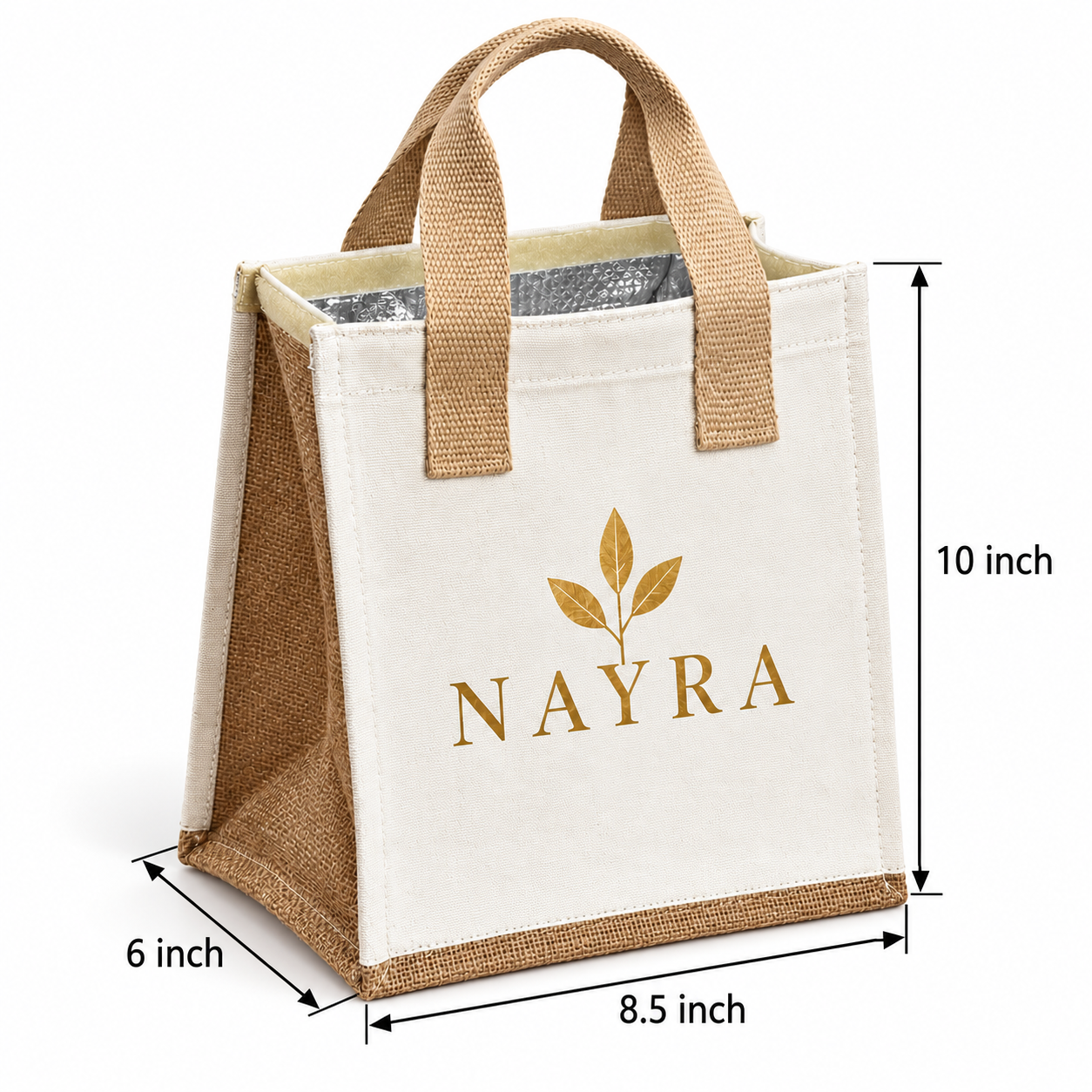 8.5x10x6 Natural Compact Insulated Canvas Cooler Bag | 310 GSM