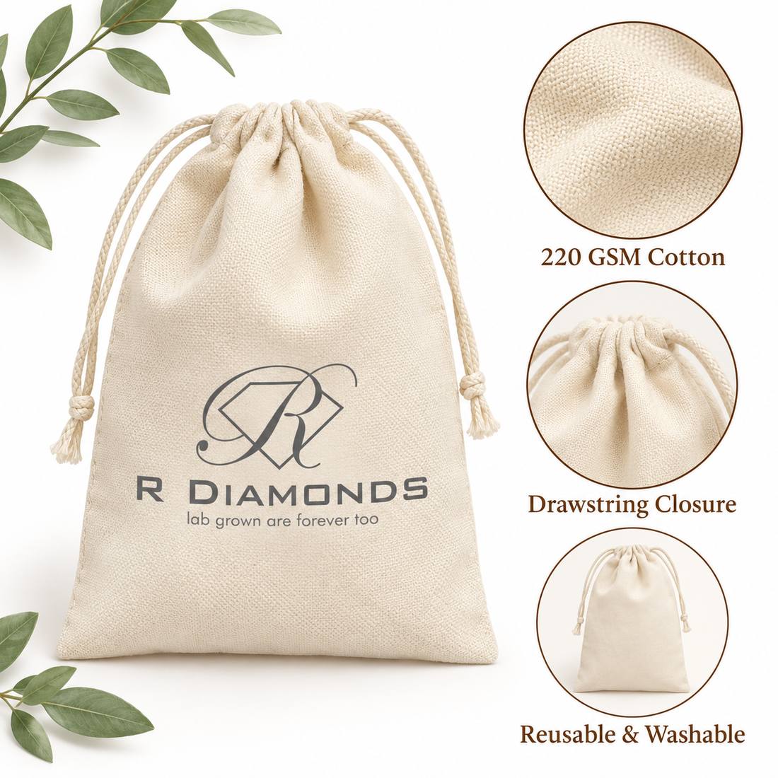 5x7 Inch Cotton Drawstring Bag | 220GSM
