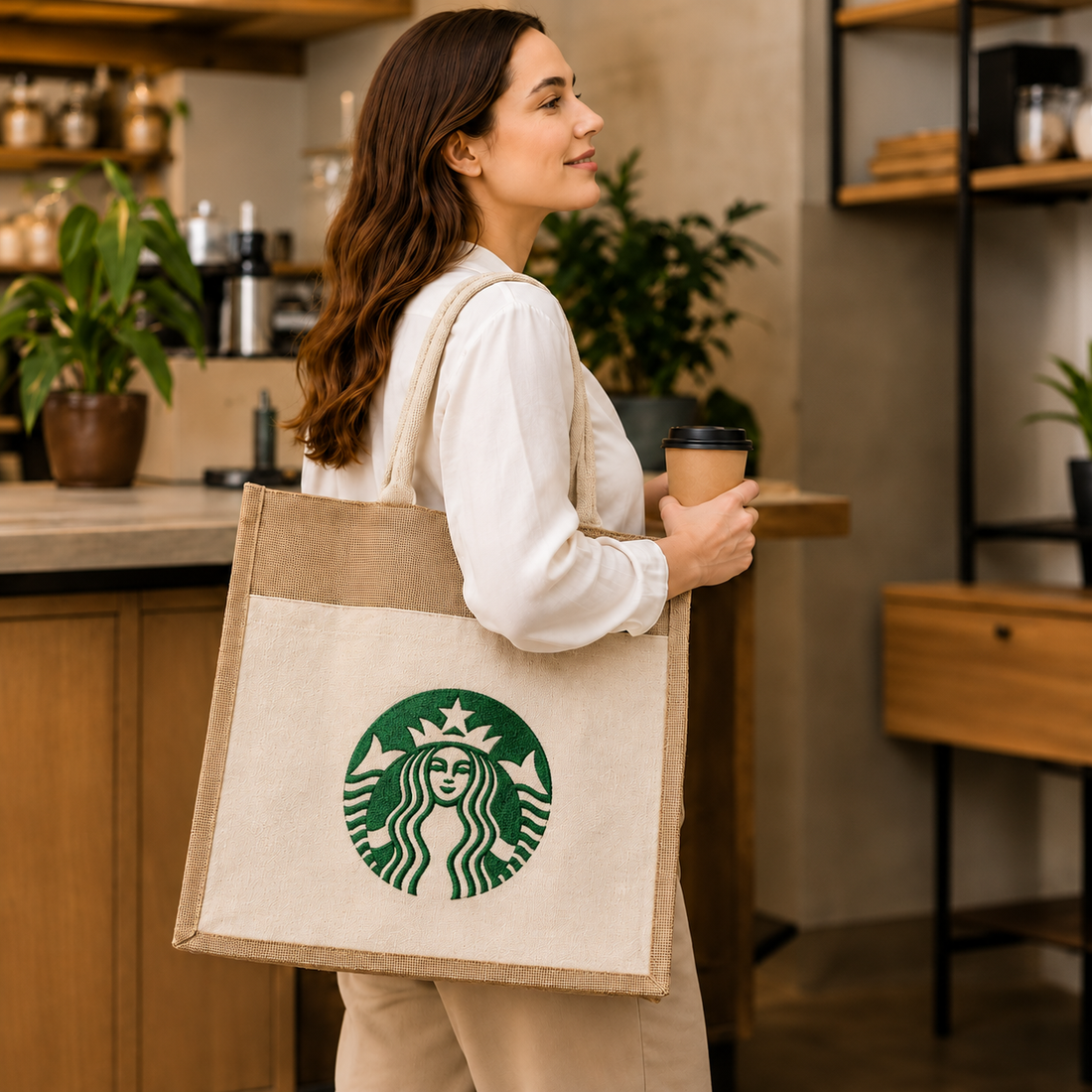 Custom 12×12×7.5 Jute Tote Bags with Canvas Front Pocket | 350 GSM