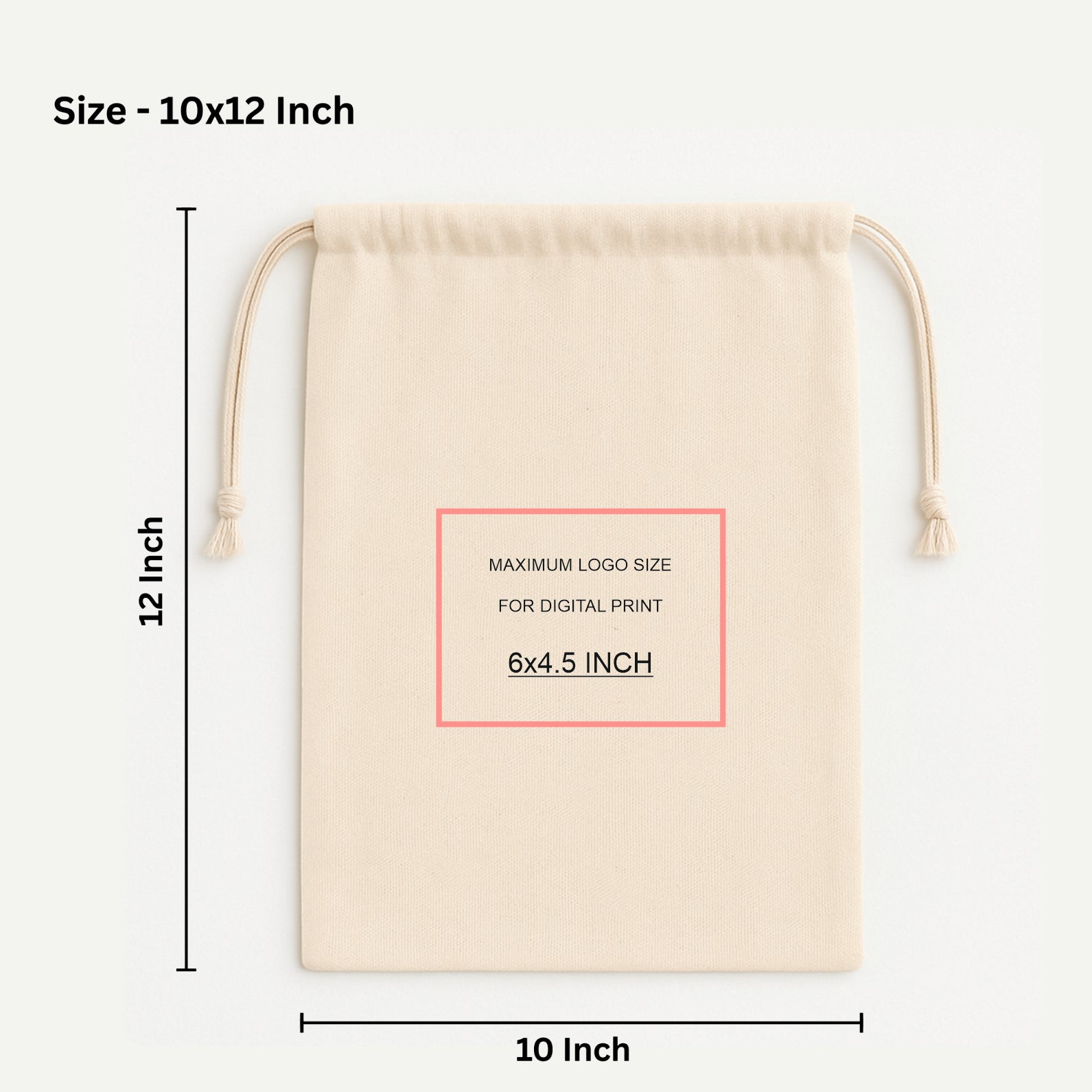 10x12 Inch Cotton Drawstring Pouch Bag