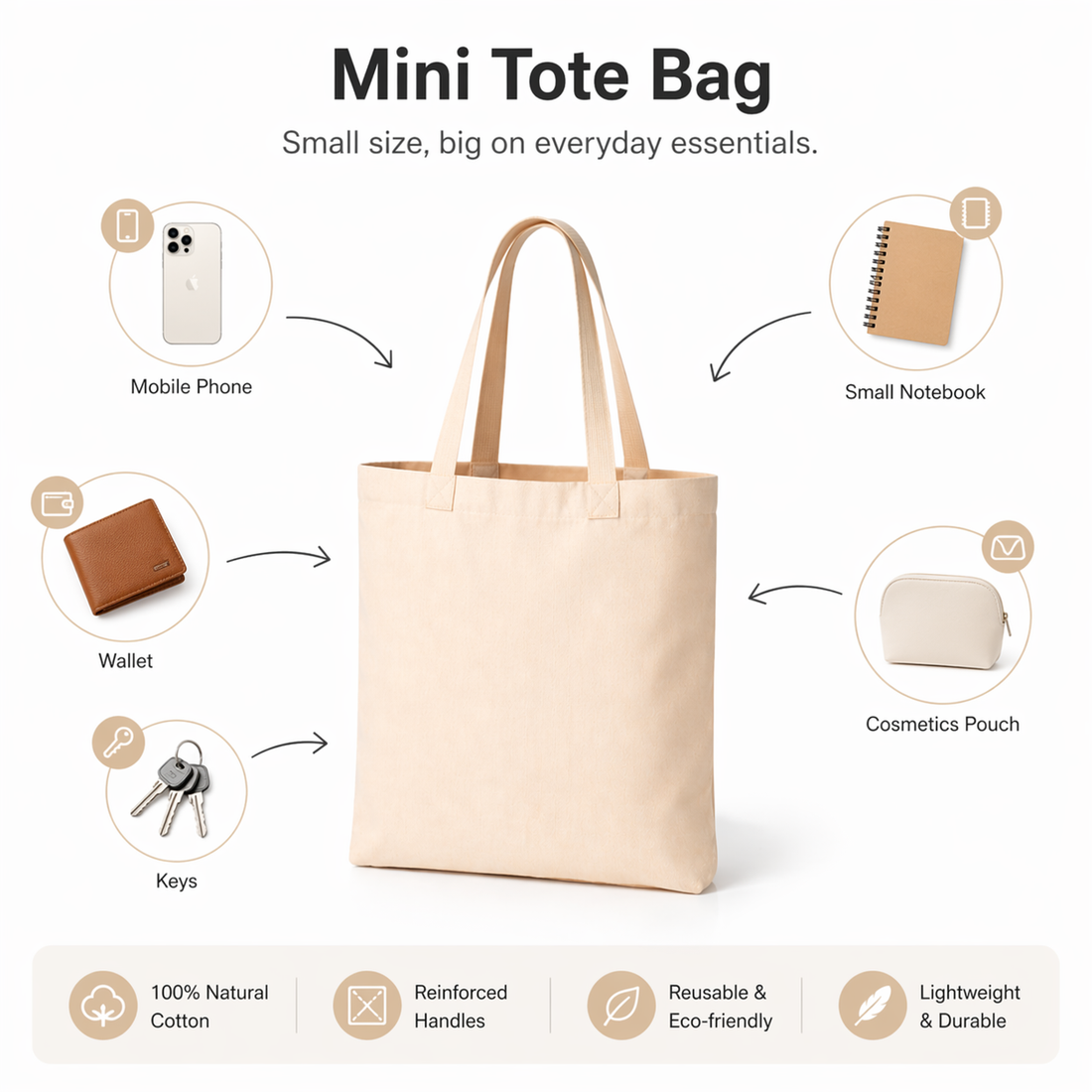 10x12 Inch Cotton Tote Bag | 150 GSM