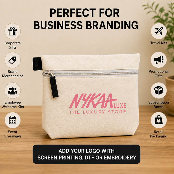 Custom 10×7.5×2.5 Utility Cotton Zipper Pouch