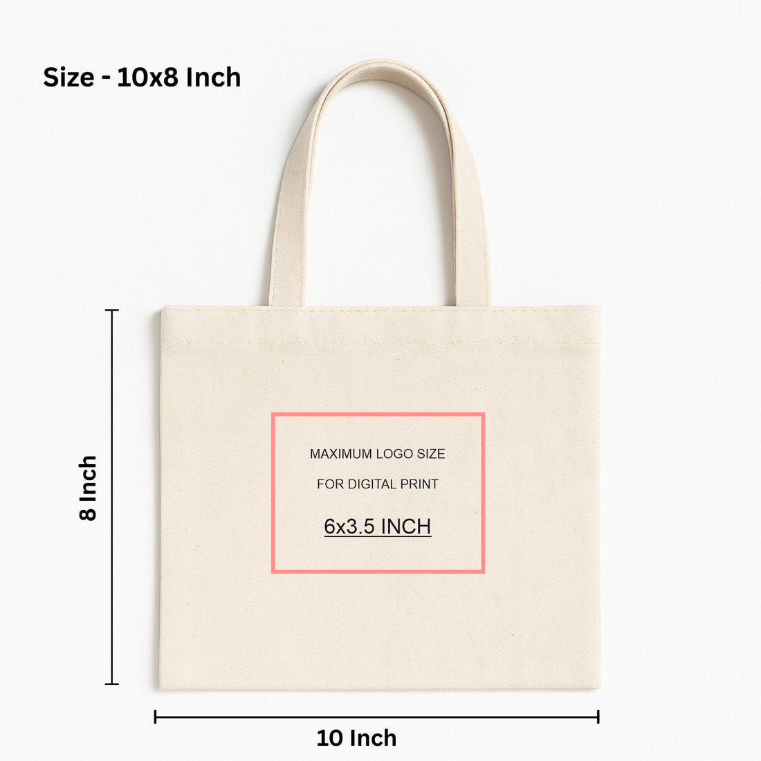 10x8 Inch Cotton Canvas Tote Bag