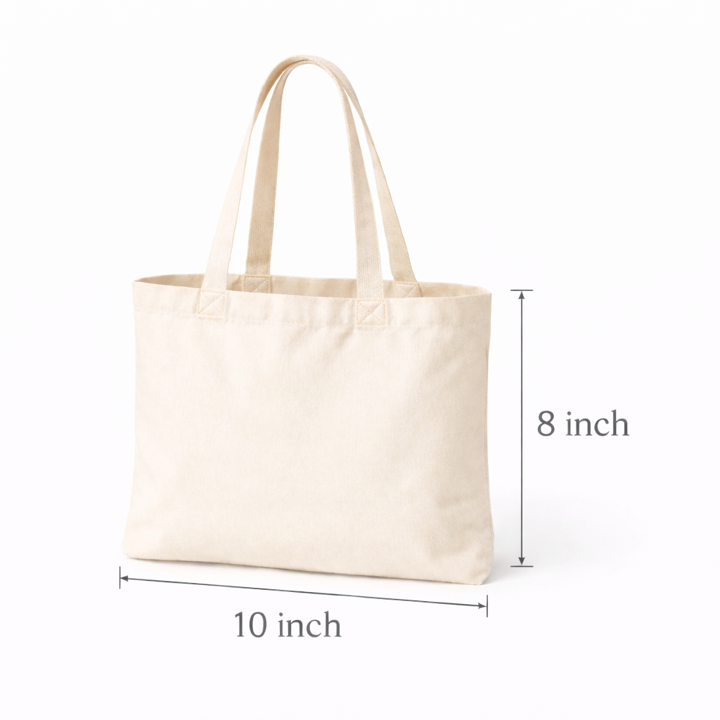 10x8 Inch Cotton Canvas Tote Bag
