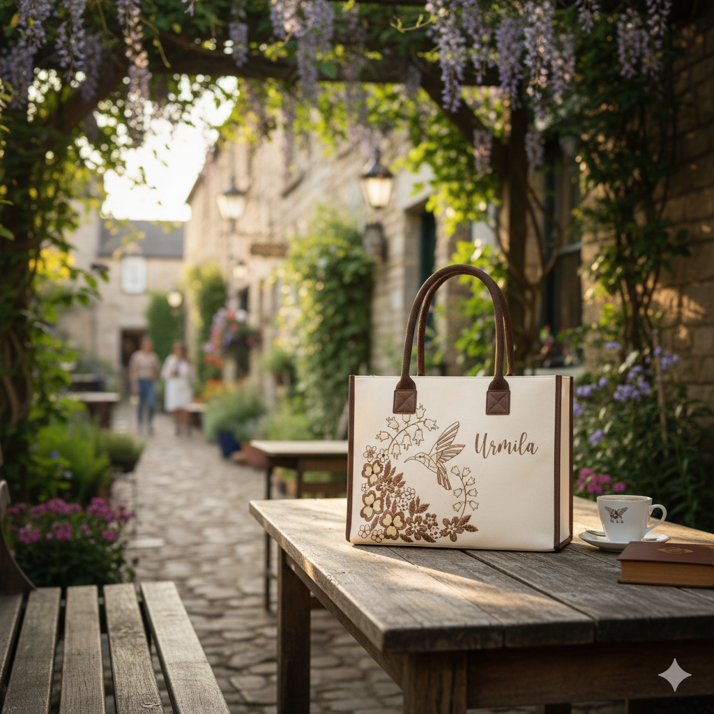 Personalised Humming Bird Bloom Tote Bag