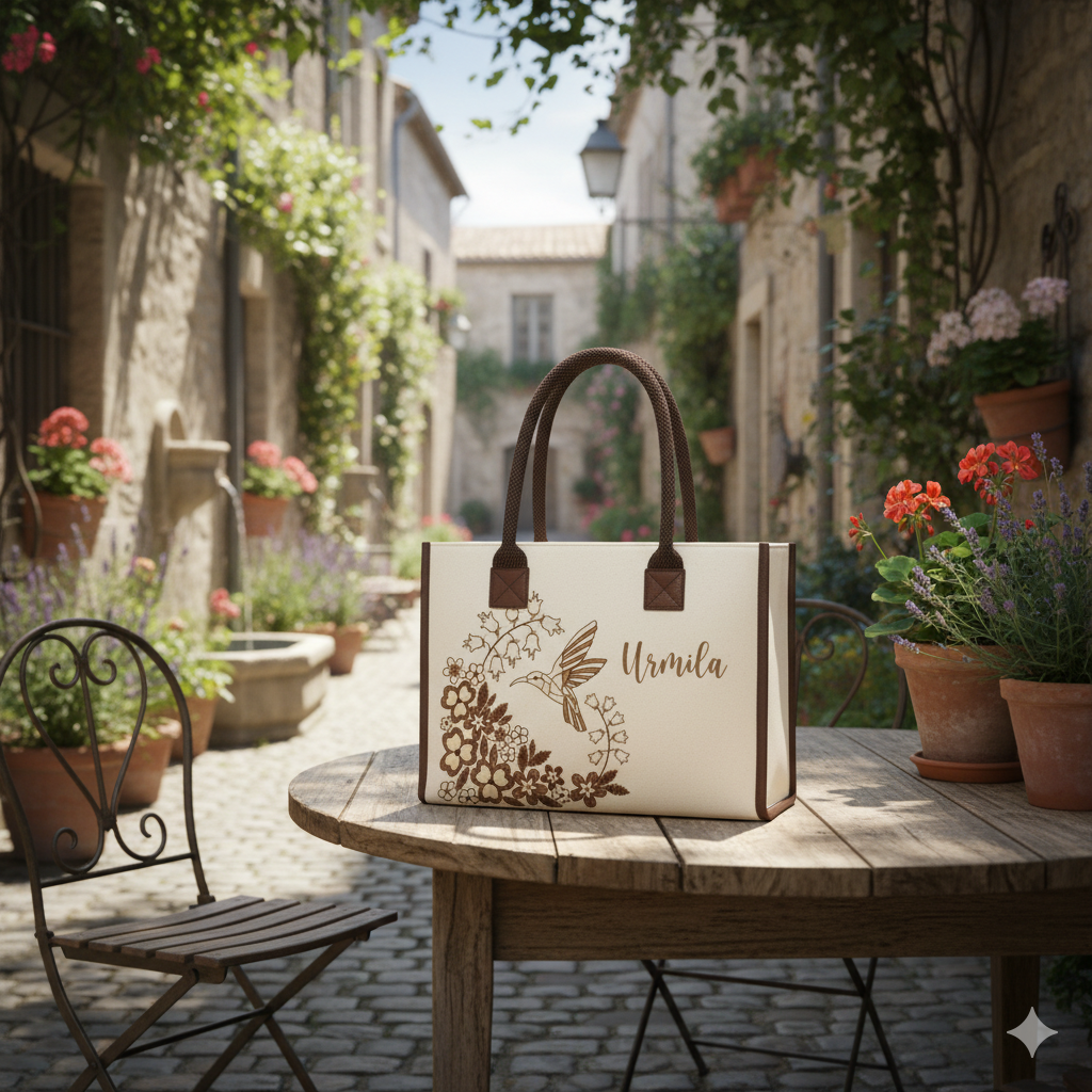 Personalised Humming Bird Bloom Tote Bag