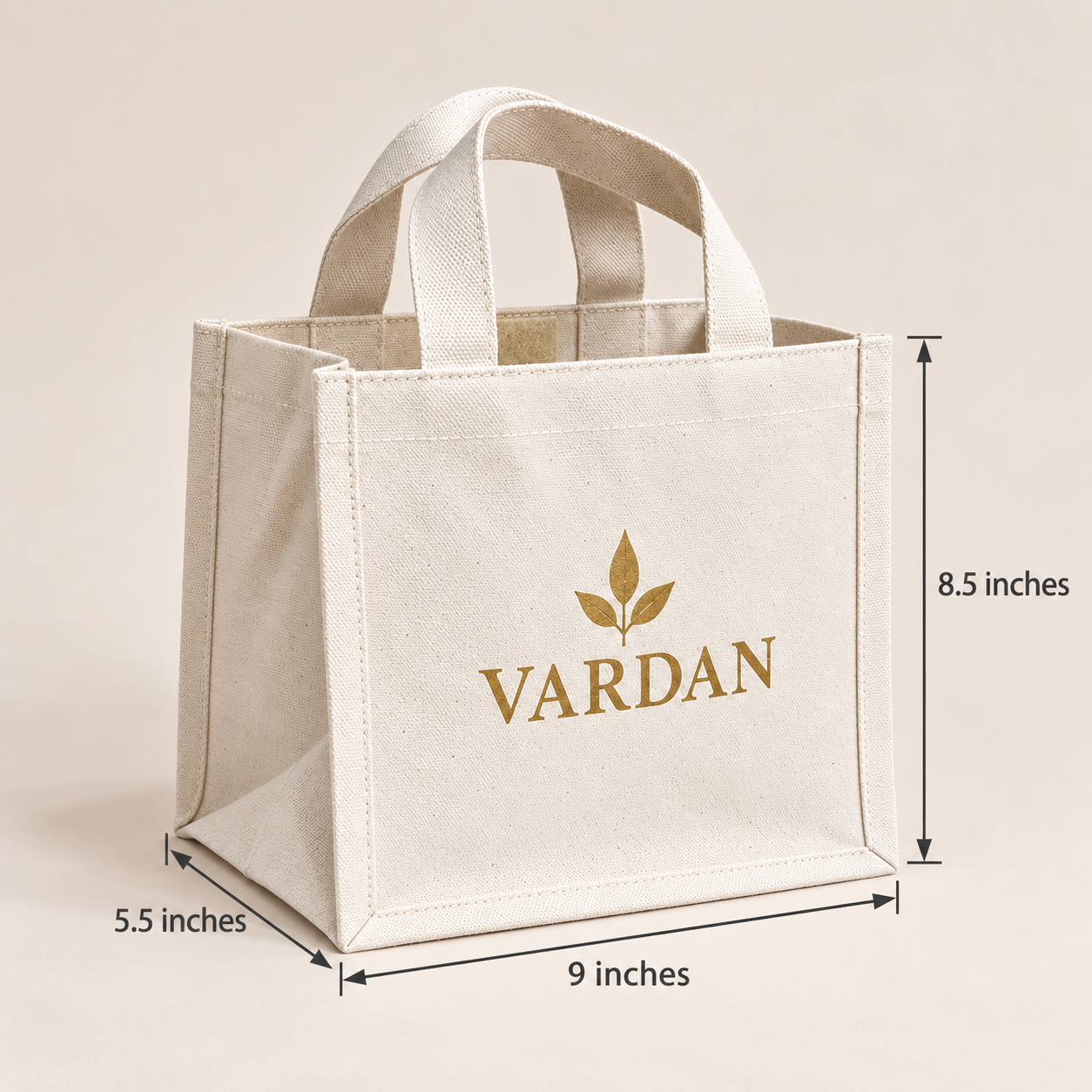 9x8.5x5.5 Natural Mini Cotton Canvas Box Tote | 220 GSM