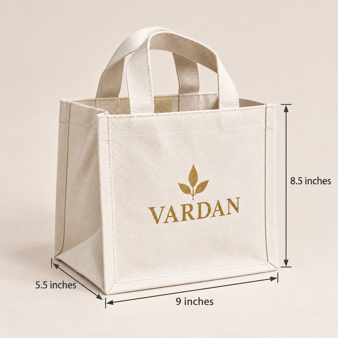 9x8.5x5.5 Natural Mini Cotton Canvas Box Tote | 220 GSM