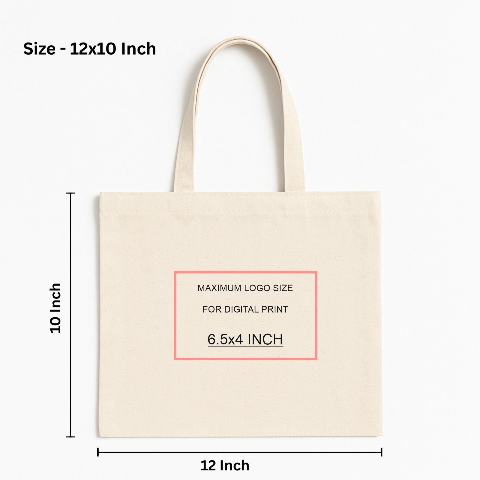 12x10 Inch Cotton Canvas Tote Bag