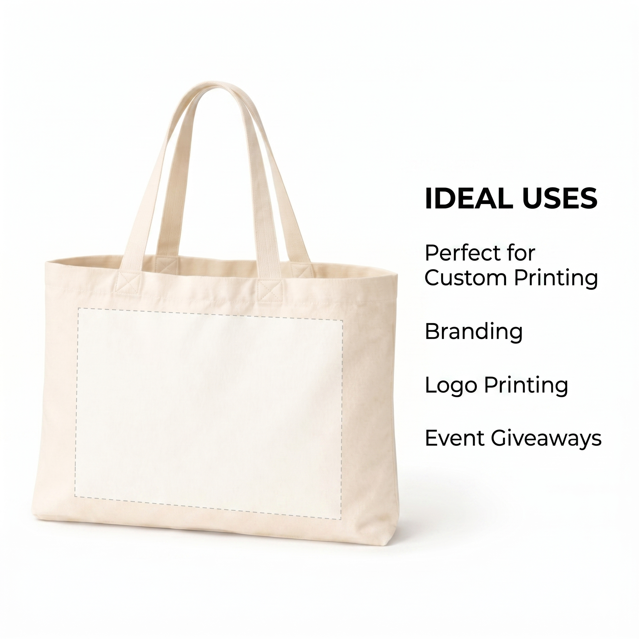 12x10 Inch Cotton Canvas Tote Bag