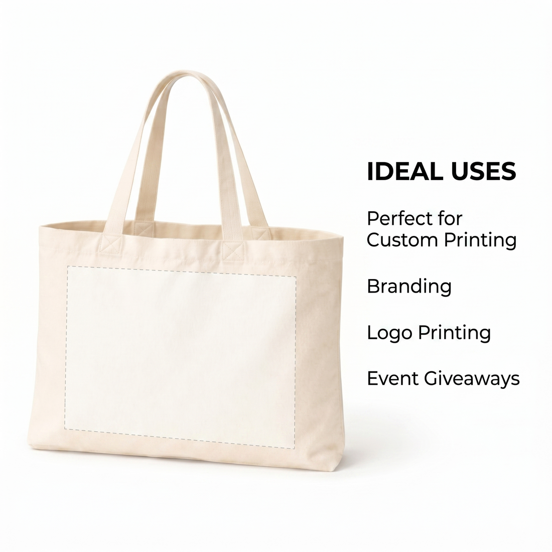 12x10 Inch Cotton Canvas Tote Bag