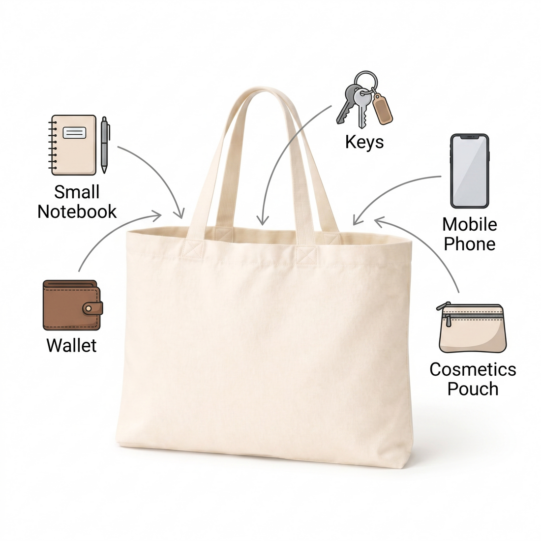 12x10 Inch Cotton Canvas Tote Bag