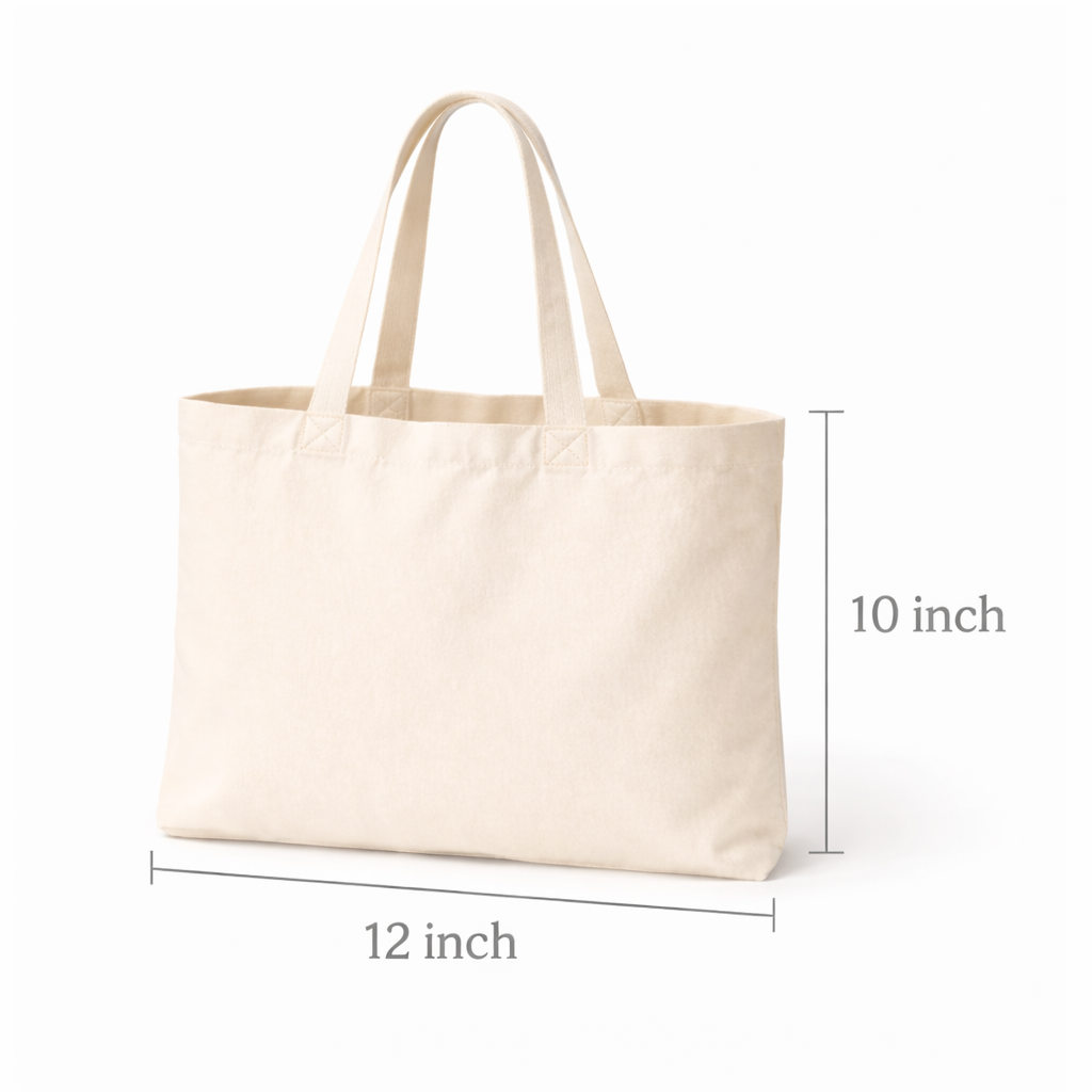 12x10 Inch Cotton Canvas Tote Bag