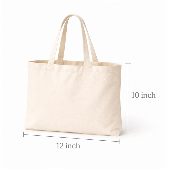 12x10 Inch Cotton Canvas Tote Bag