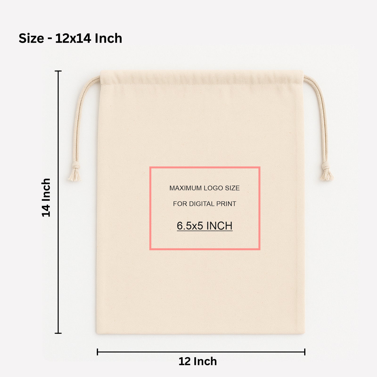 12x14 Inch Cotton Drawstring Pouch Bag