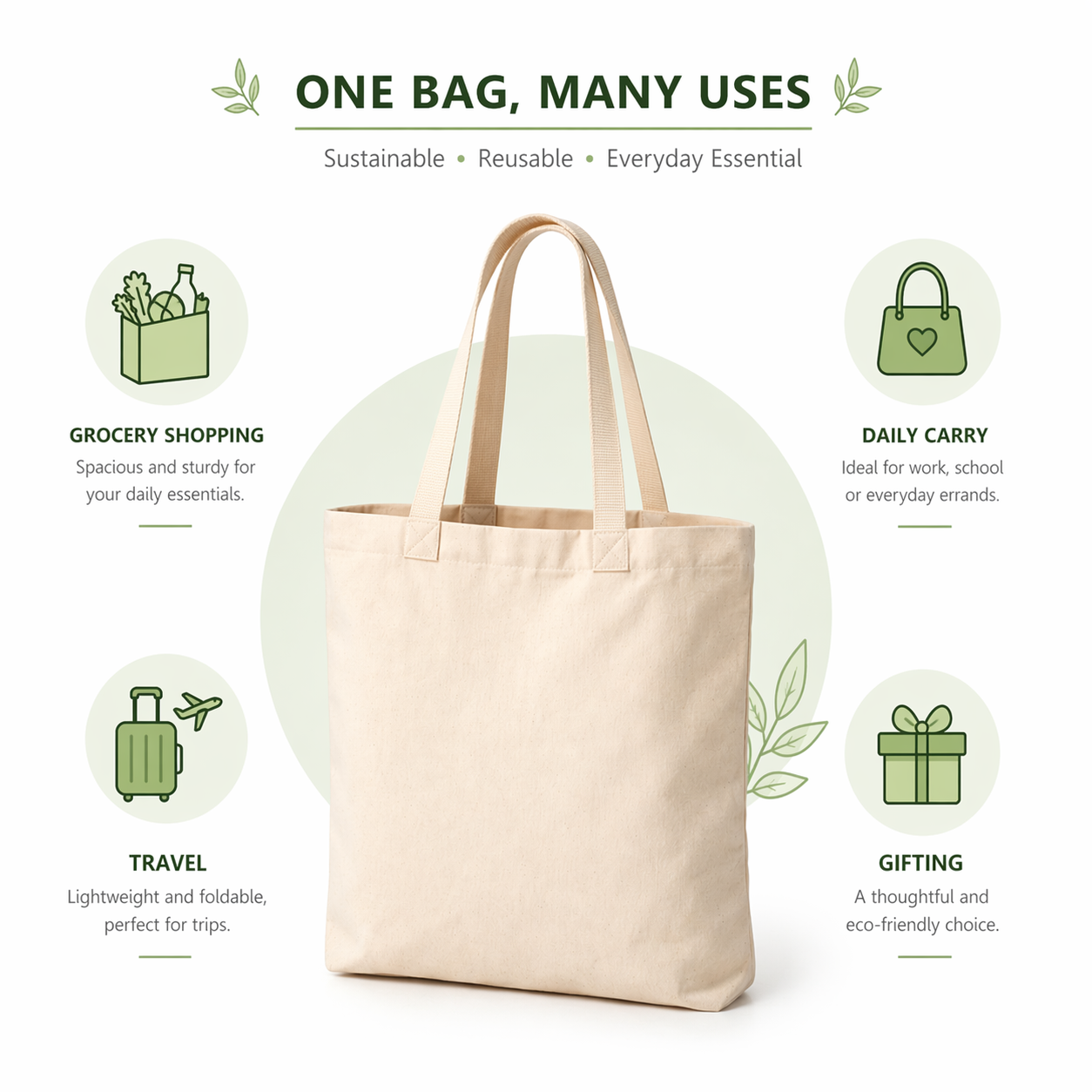 12x14 Inch Cotton Tote Bag | 150 GSM