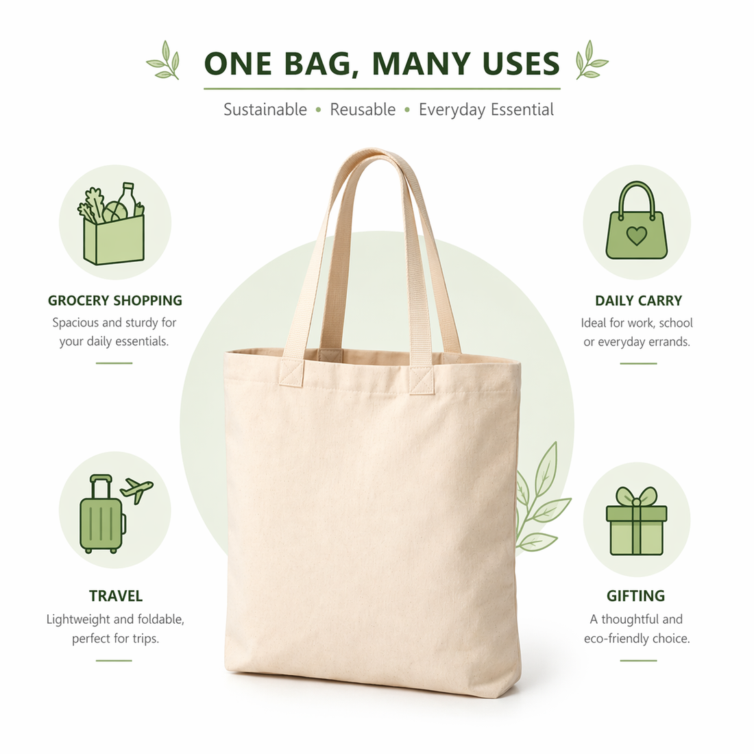 12x14 Inch Cotton Tote Bag | 150 GSM