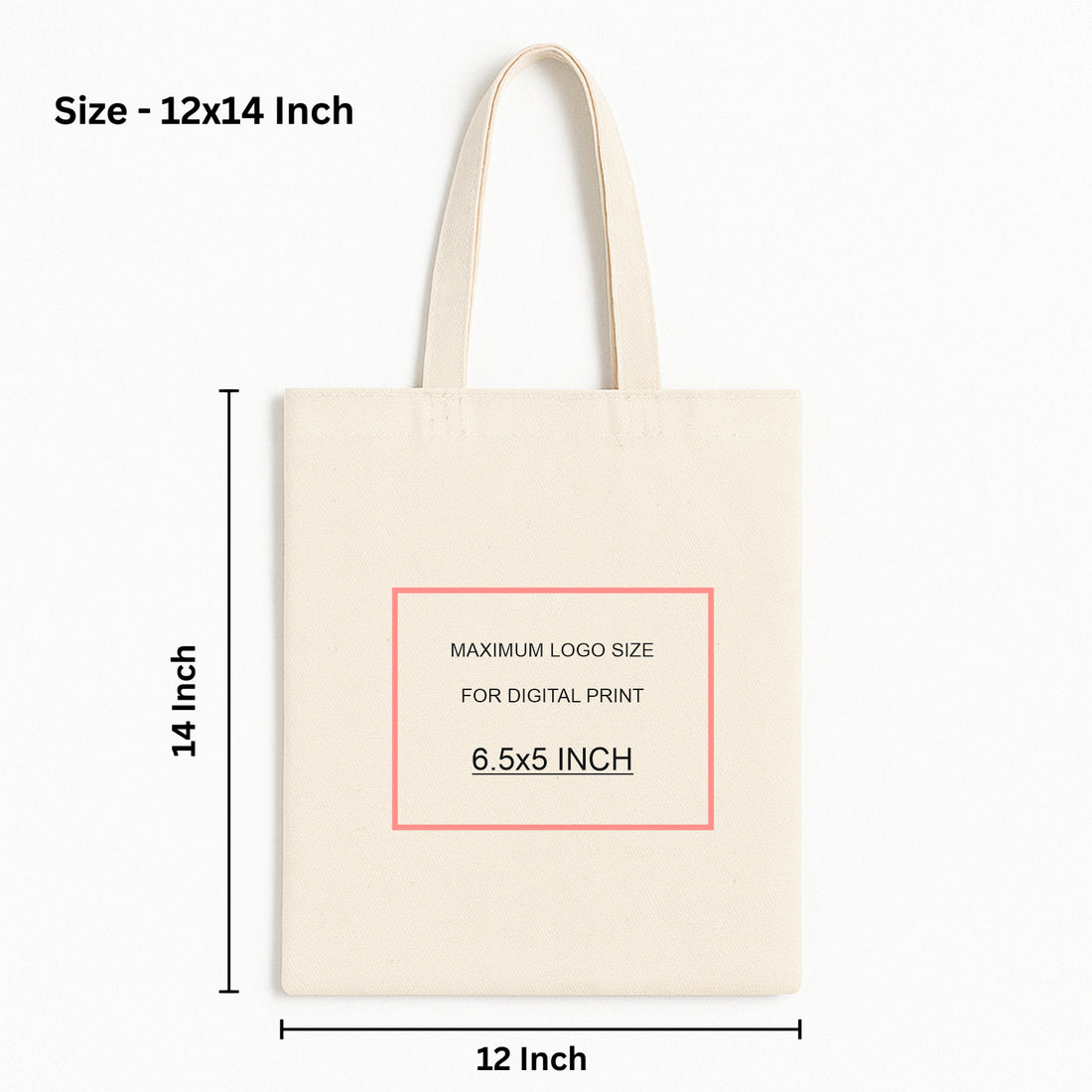 12x14 Inch Cotton Canvas Tote Bag