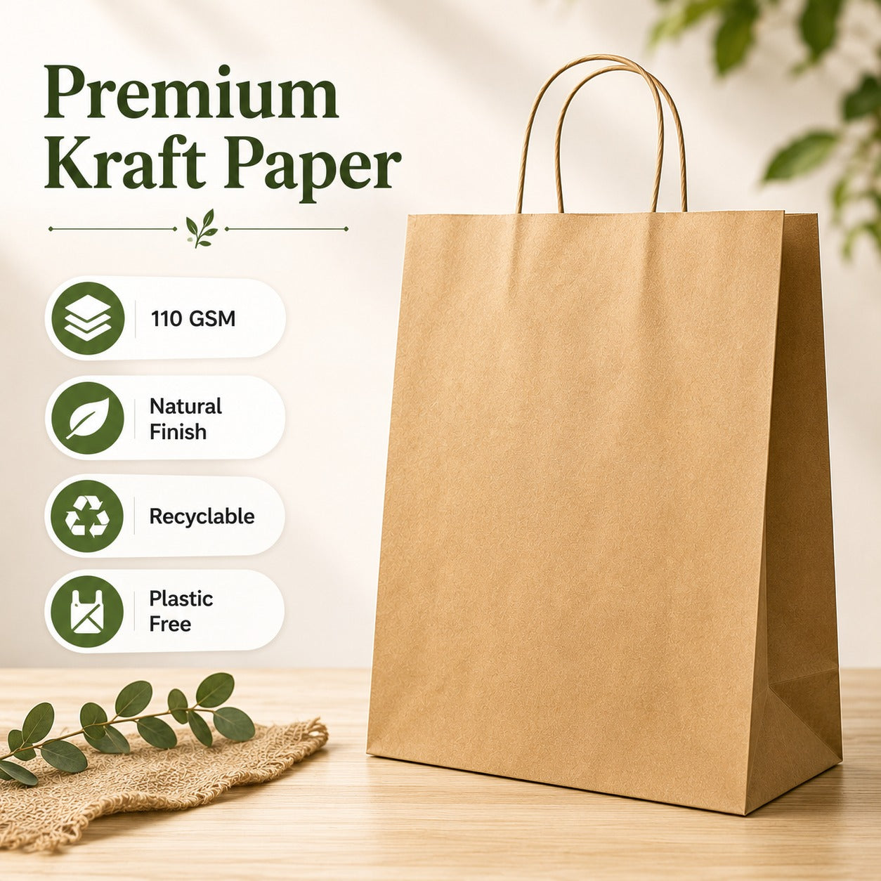 12x16x5 Kraft Paper Bag | 110 GSM