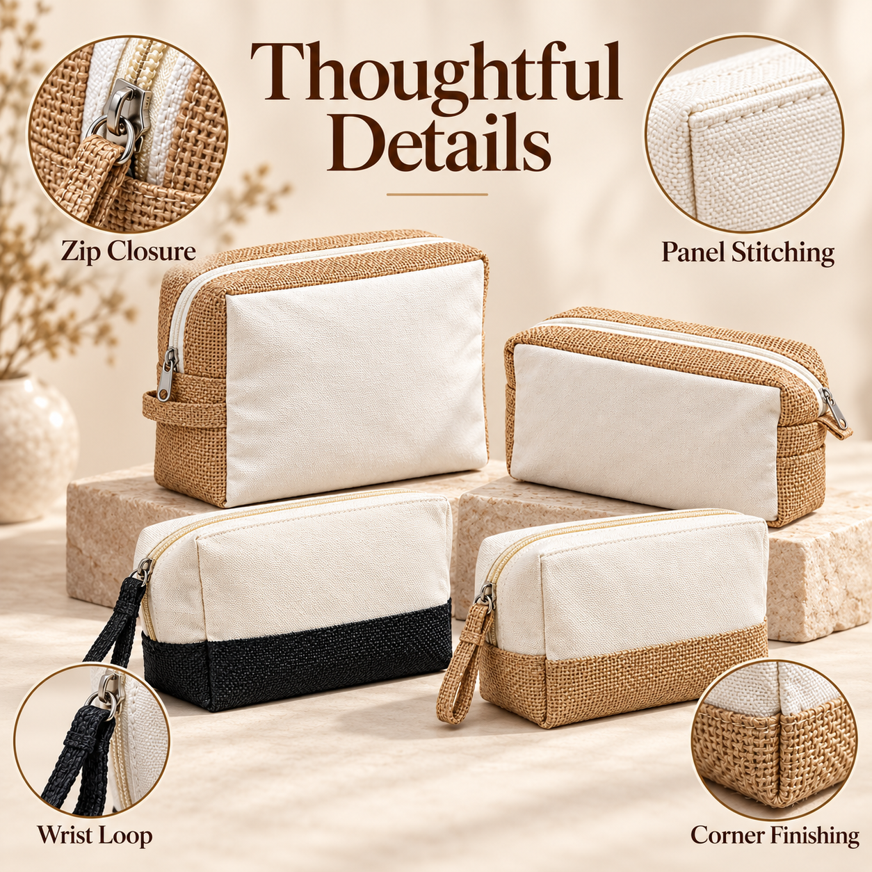 Canvas & Jute Zipper Pouch Sample Kit