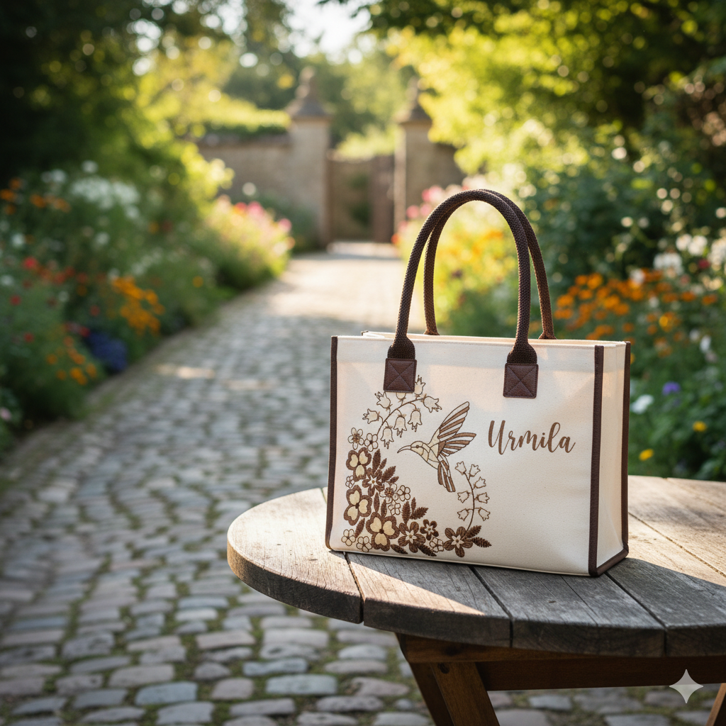 Personalised Humming Bird Bloom Tote Bag