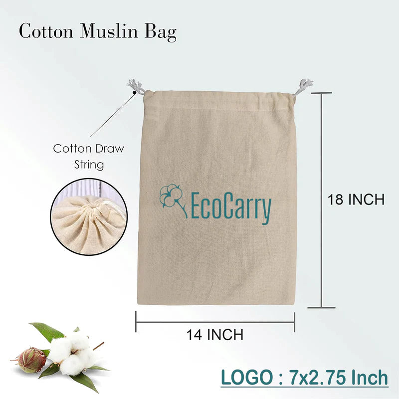 14x18 Inch Cotton Drawstring Pouch Bag
