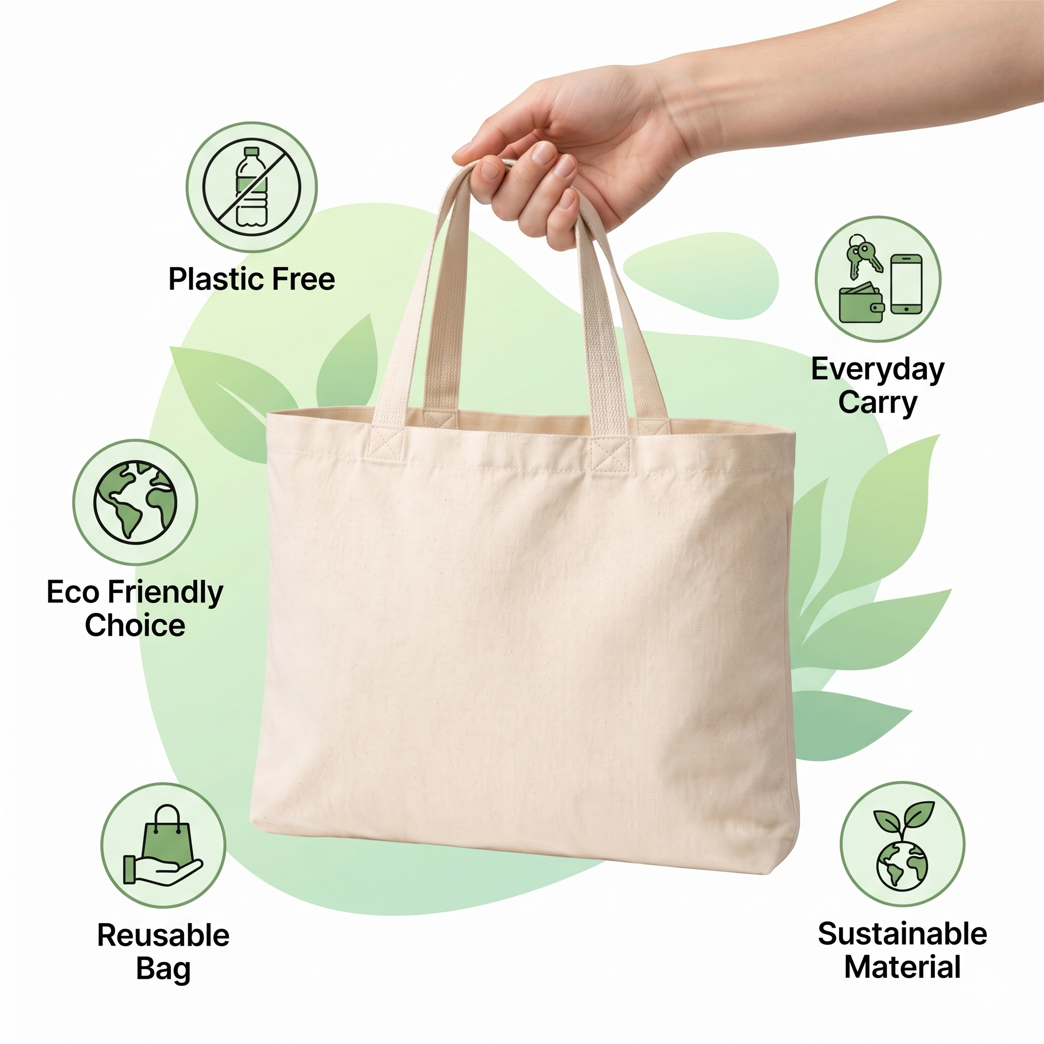 14x12  Inch Cotton Canvas Tote Bag