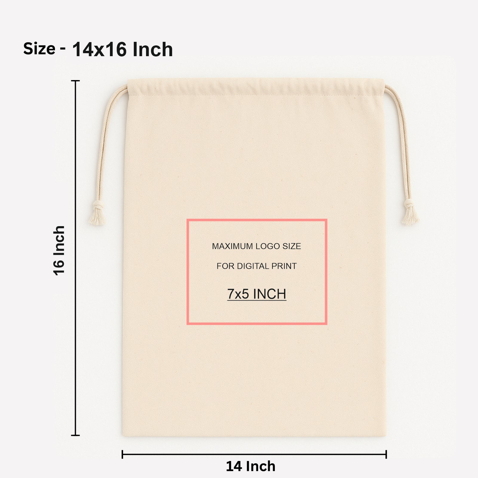14x16 Inch Cotton Drawstring Pouch Bag