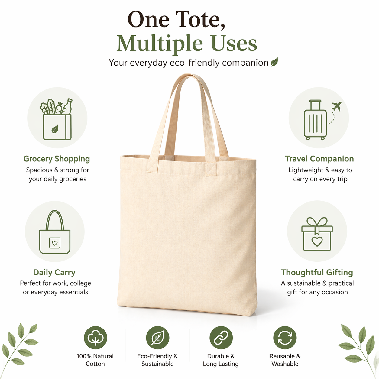 14x16 Inch Cotton Tote Bag | 150 GSM
