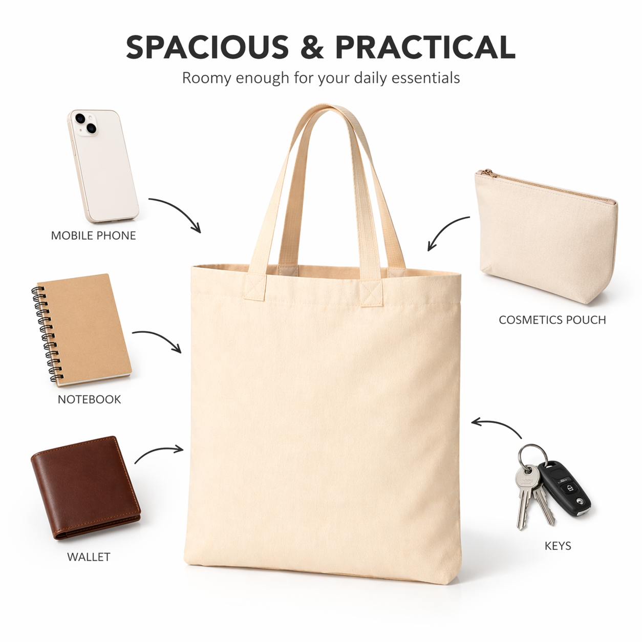 14x16 Inch Cotton Tote Bag | 150 GSM