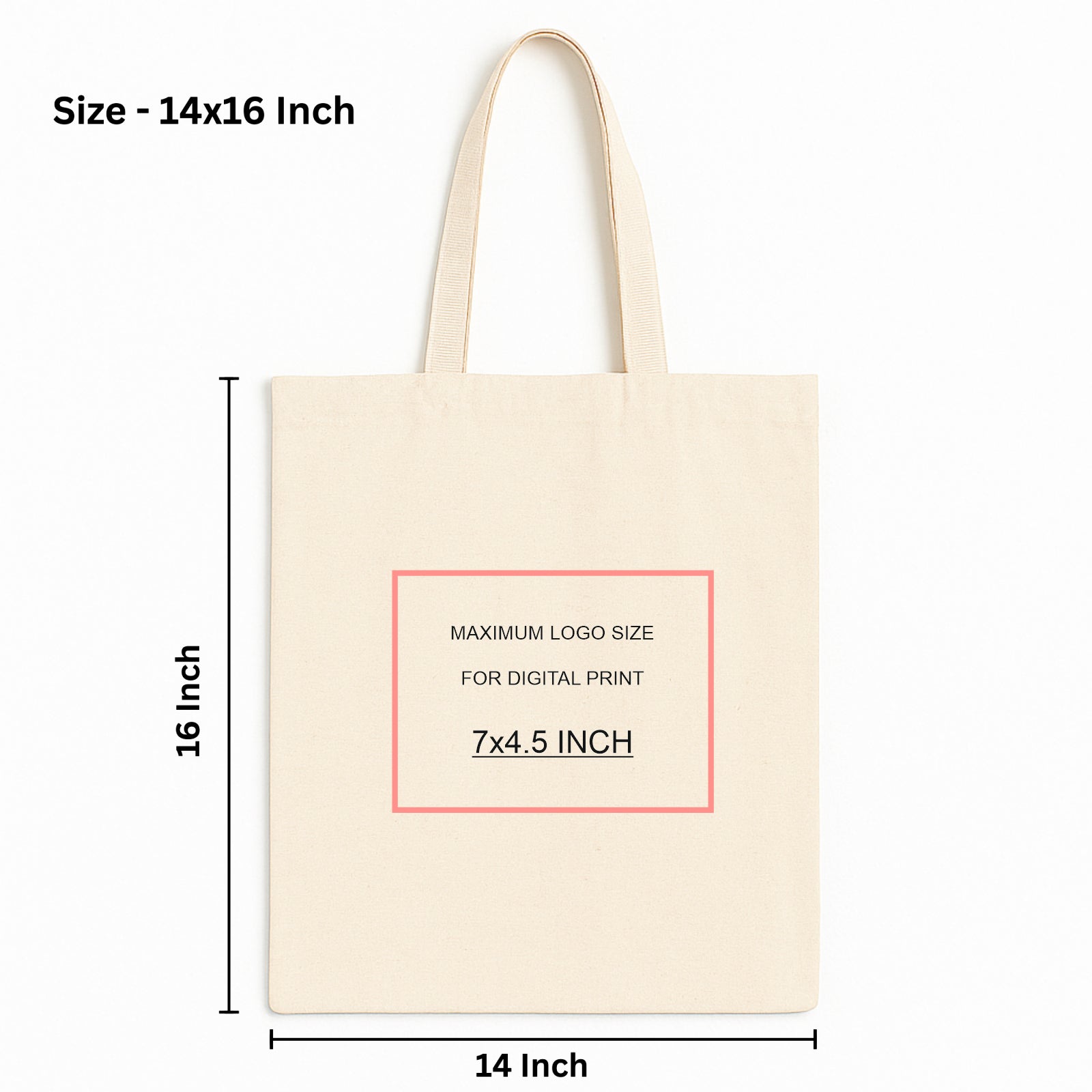 14x16 Inch Cotton Canvas Tote Bag