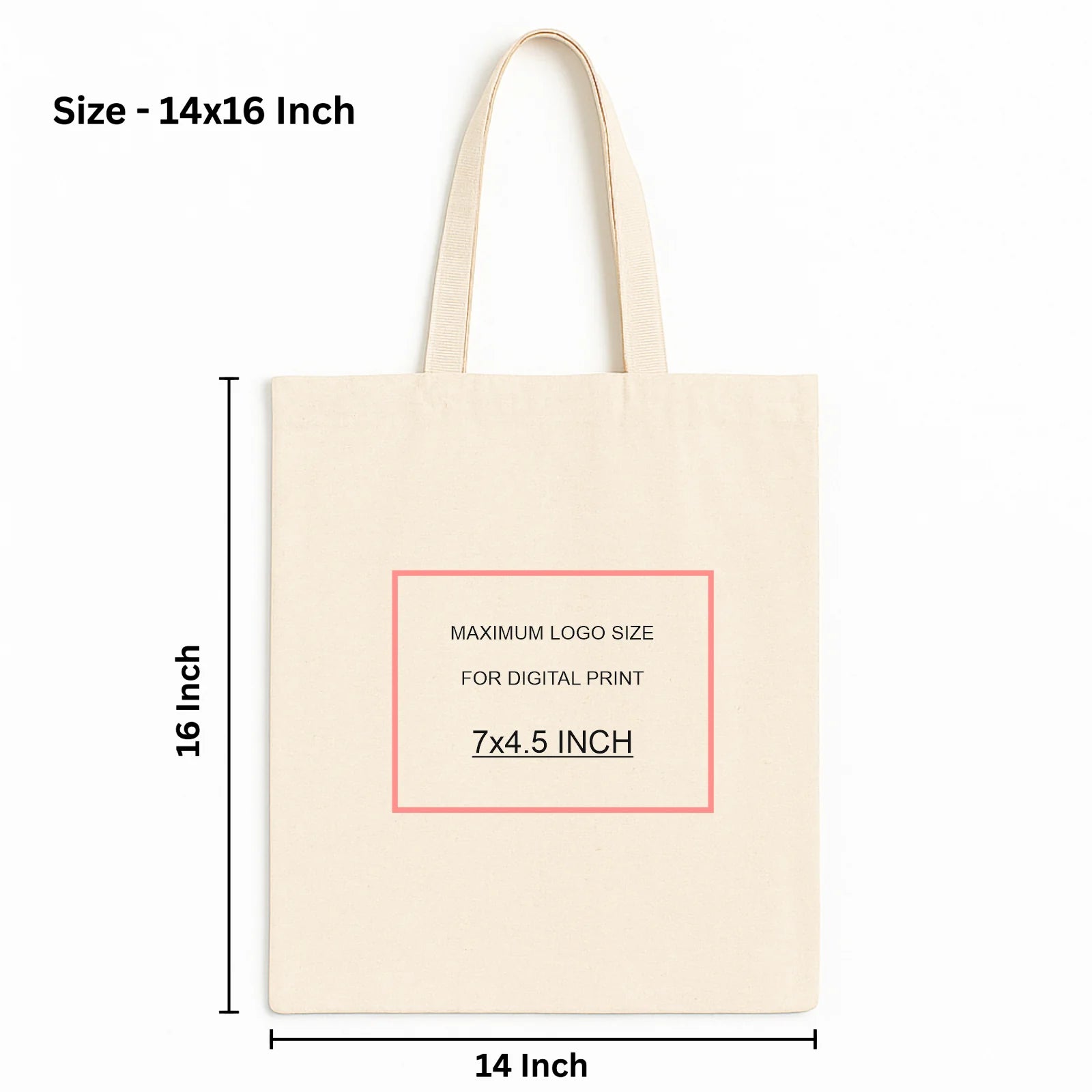 Custom 14x16 Inch Cotton Tote Bag | 220 GSM