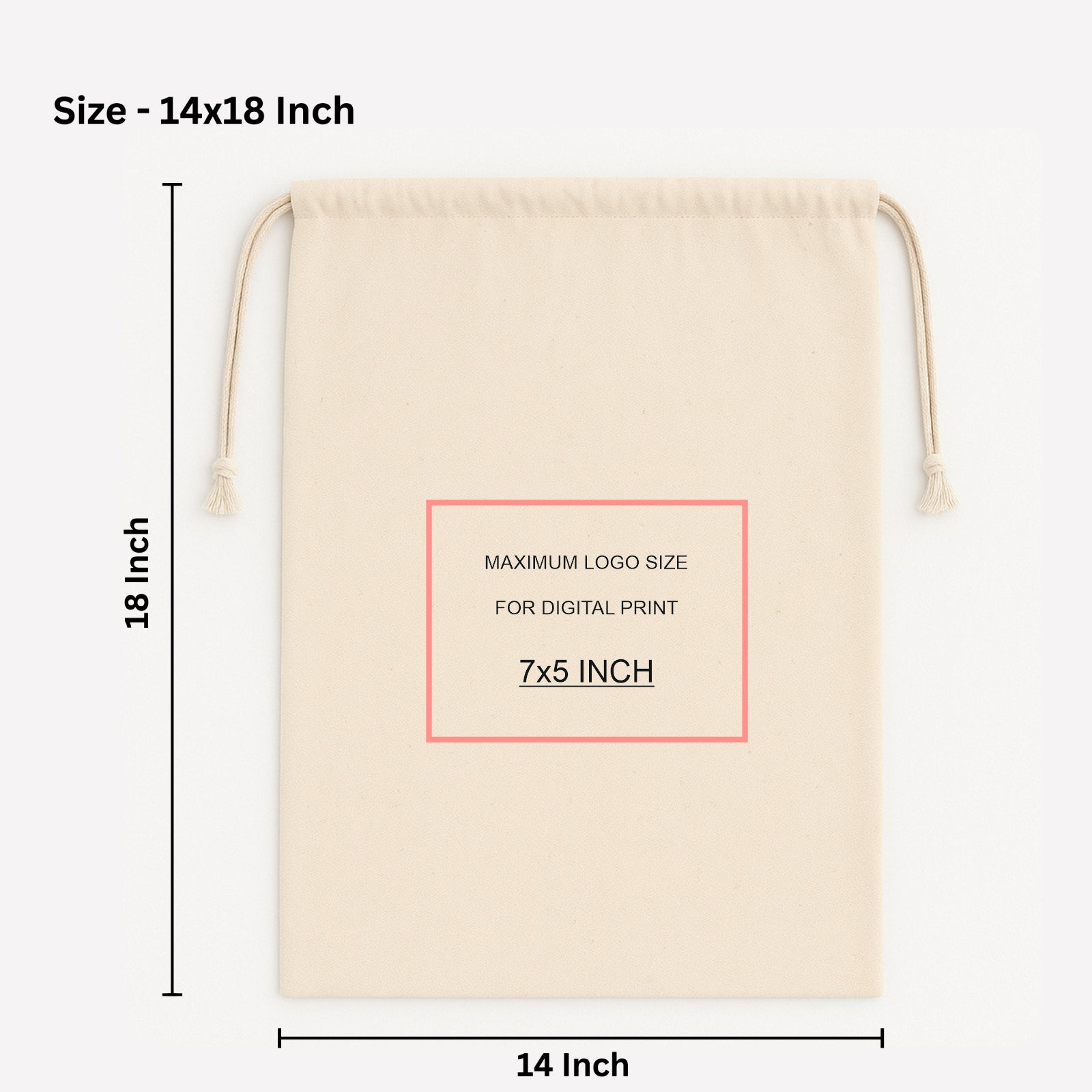 14x18 Inch Cotton Drawstring Pouch Bag