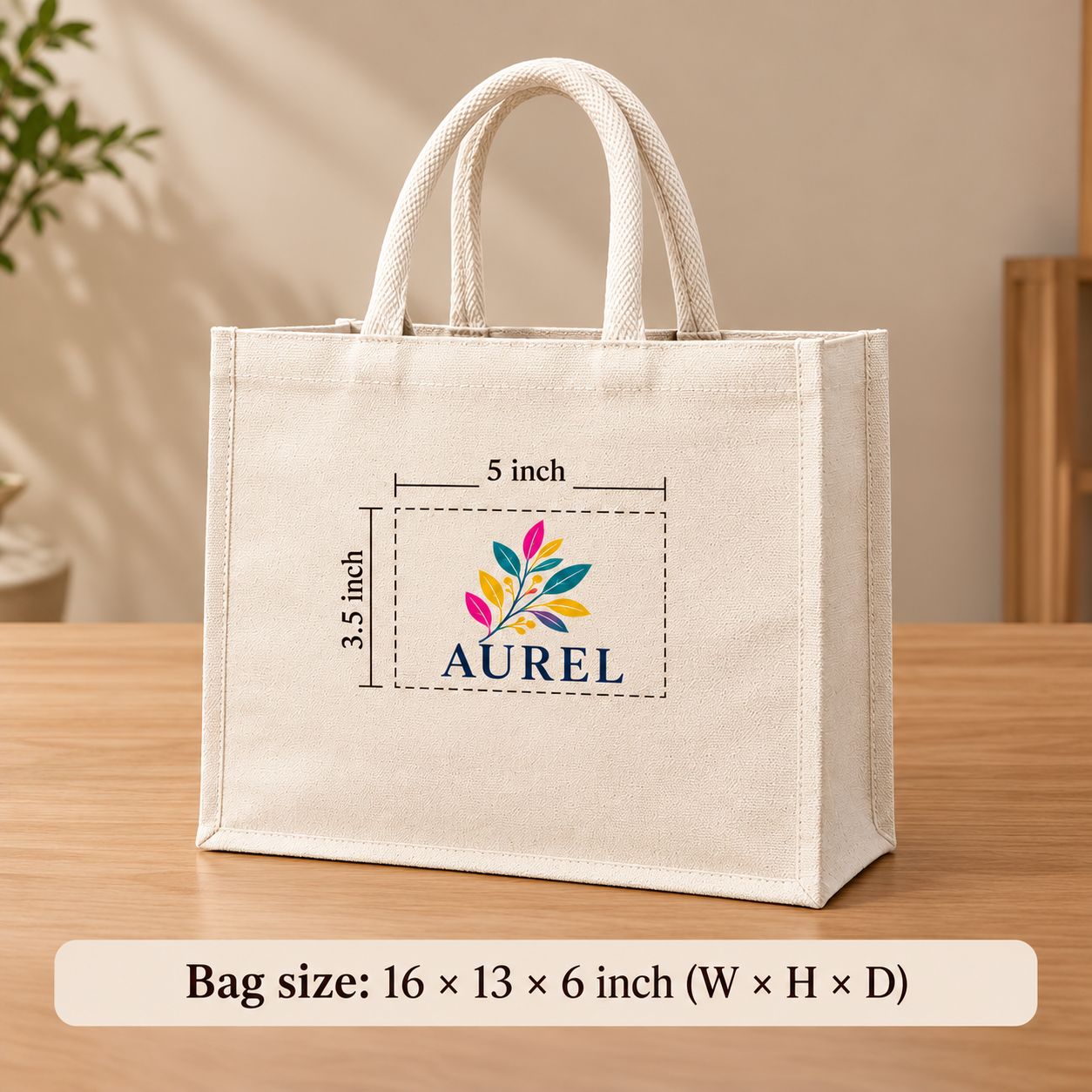 16x13x6 Ivory Laminated Canvas Shopping Bag | 310 GSM