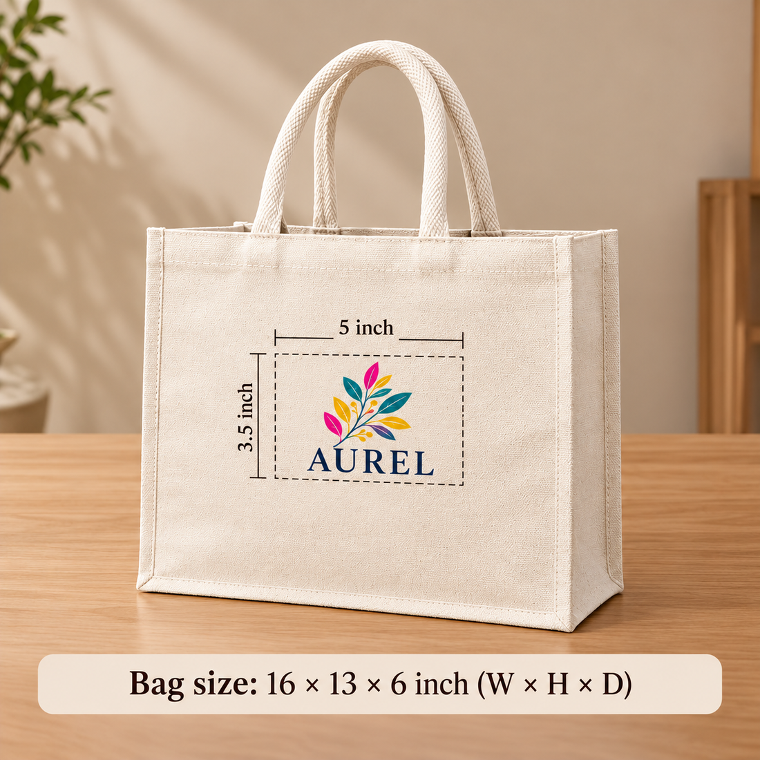 16x13x6 Ivory Laminated Canvas Shopping Bag | 310 GSM