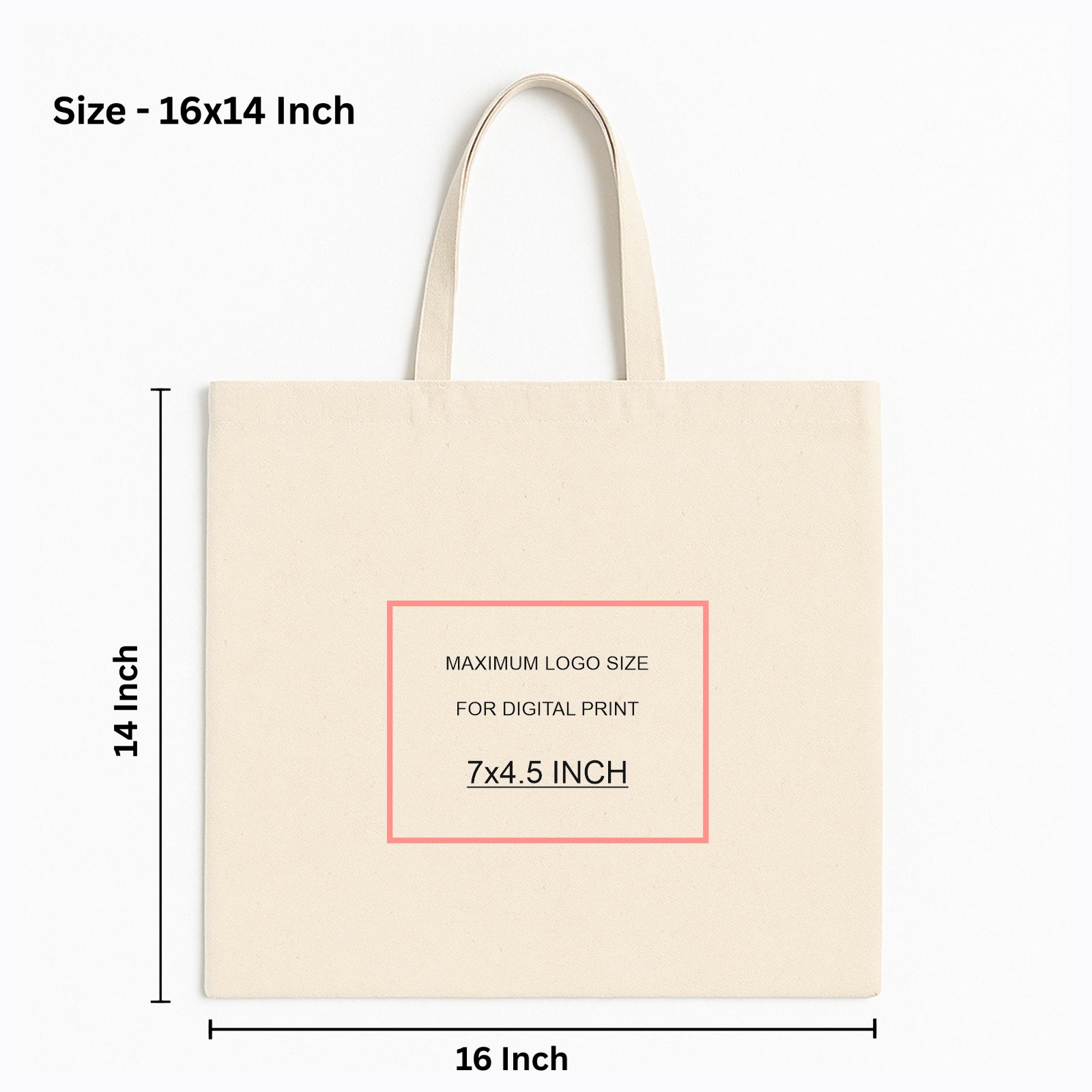 16x14 Inch Cotton Canvas Tote Bag