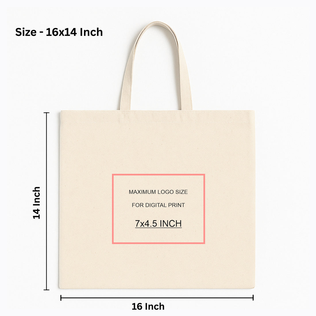 16x14 Inch Cotton Canvas Tote Bag