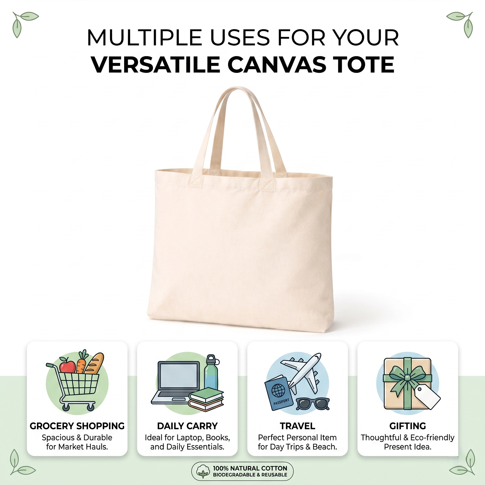 16x14 Inch Cotton Tote Bag | 150 GSM